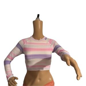 Wet Striped Pink and Purple Women's Crop Swim Top